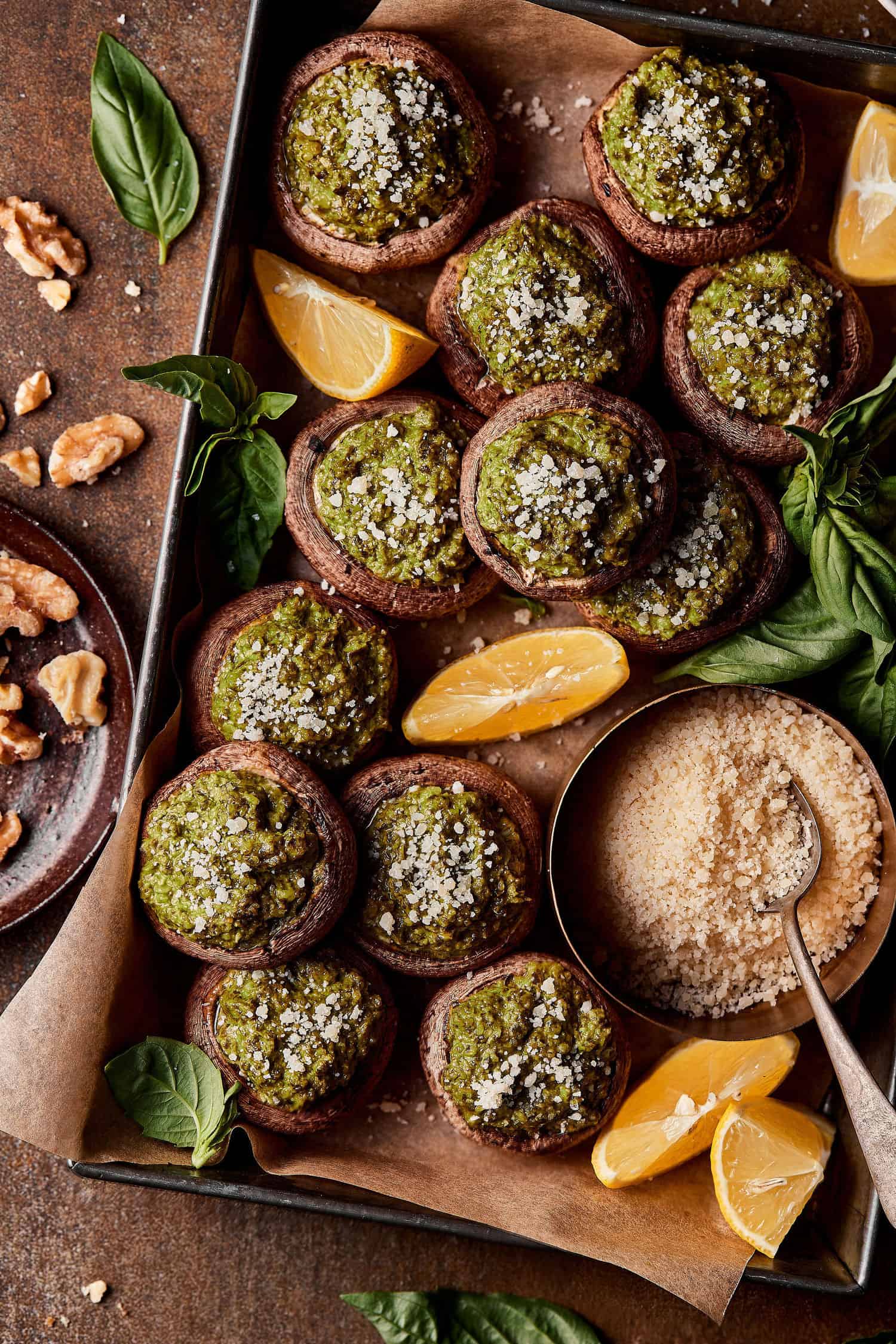The Crowd-Pleasing Vegan Pesto Stuffed Mushrooms Recipe