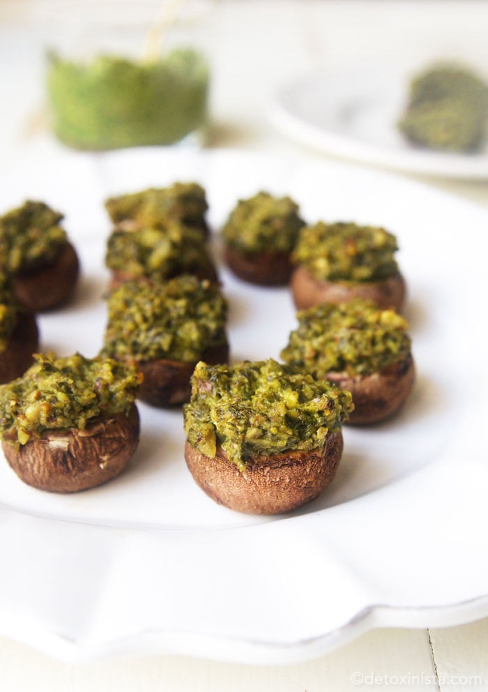 Vegan & Paleo Pesto Stuffed Mushrooms for Any Occasion